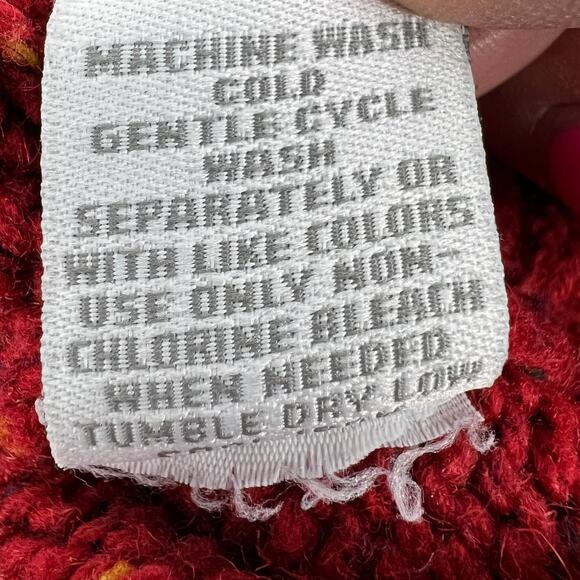 Dress Barn Fair Isle Wool Blend Red Cardigan Sweater Size Large - Picture 7 of 8